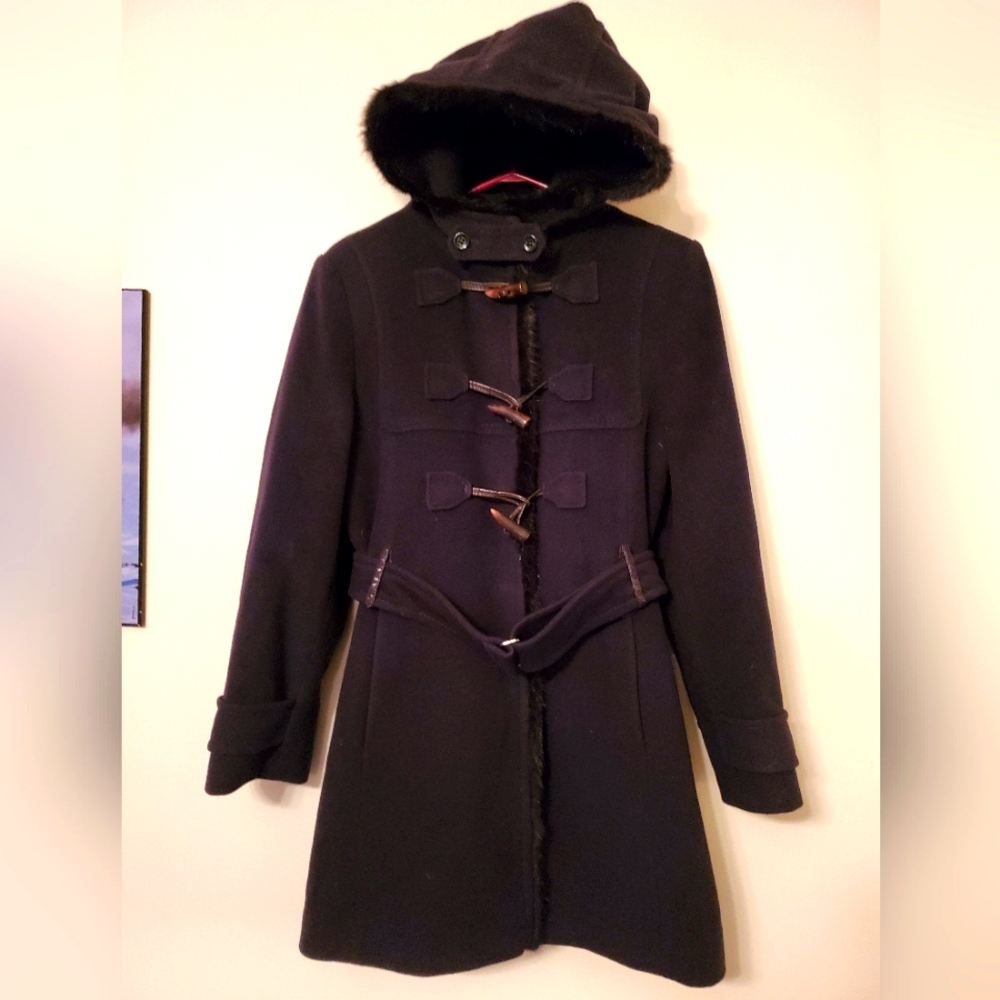 Lambswool and Muskrat fur Duffle Coat